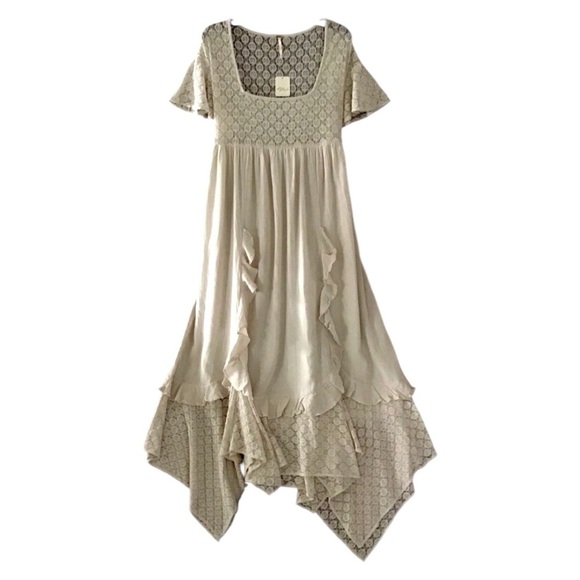 FREE PEOPLE Bring The Romance Midi Maxi Cotton Dress Neutral Sz XS oversized - Picture 5 of 17
